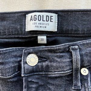 Agolde Ripped Washed Black Stovepipe Jeans